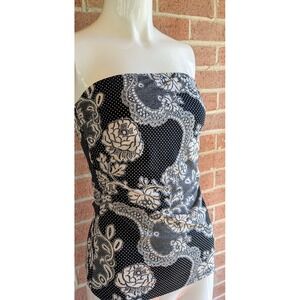 Womens Top Y2K Strapless Floral Corset Size L Coquette Romantic Whimsygoth USA